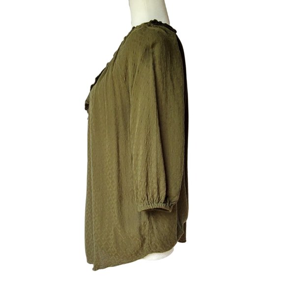 a.n.a Women's Ruffle Front Pirate Blouse Medium Rich Avocado - Picture 6 of 15